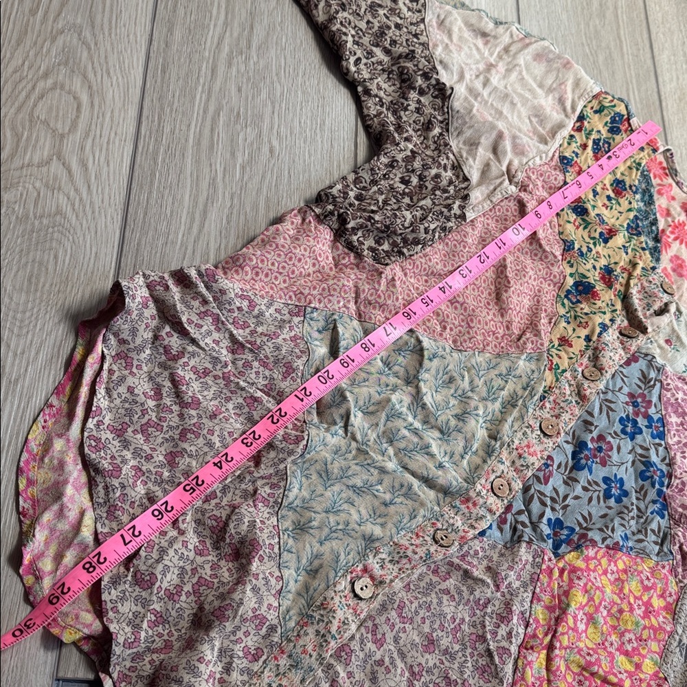 Sacred Threads Patchwork Bohemian Button Front To… - image 5